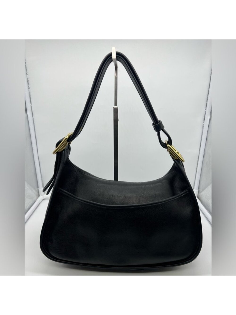 COACH VINTAGE 9338 Y2K Legacy Crescent Black Leather Shoulder Crossbody Hobo Bag - Picture 5 of 16